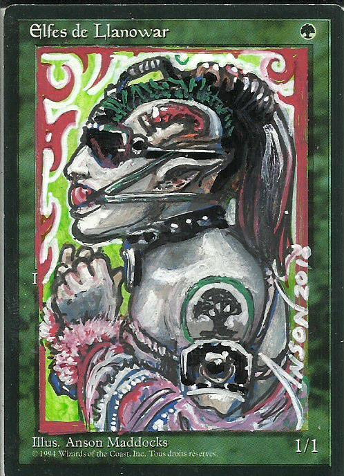 Llanowar Elves card alter by