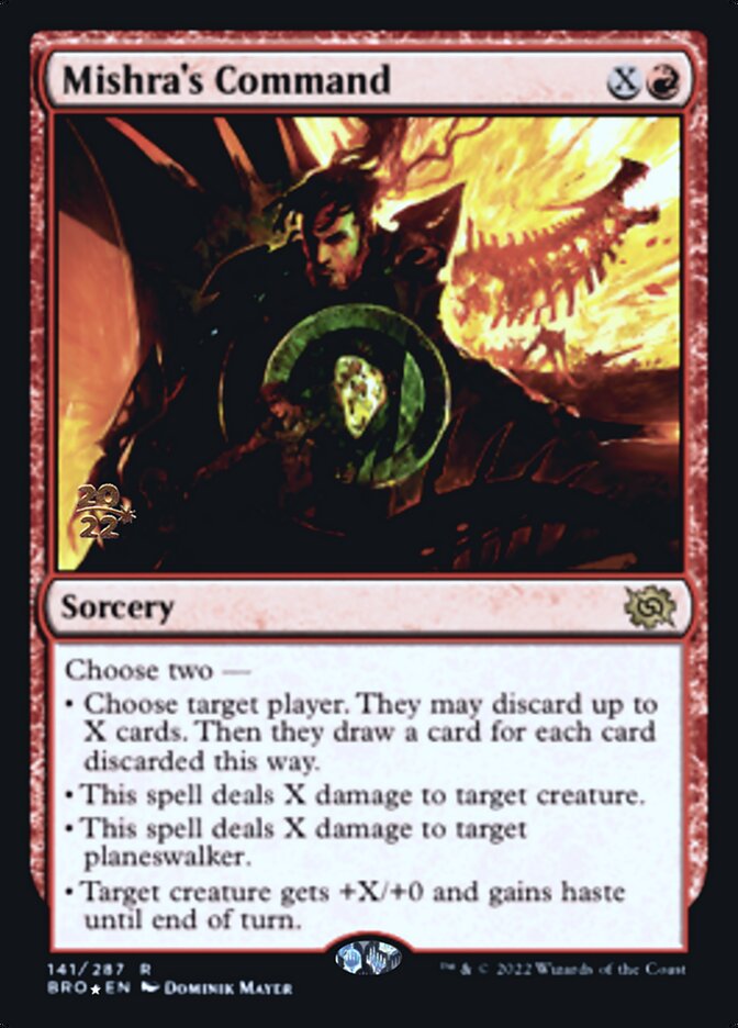 Mishra's Command card from Prerelease Cards