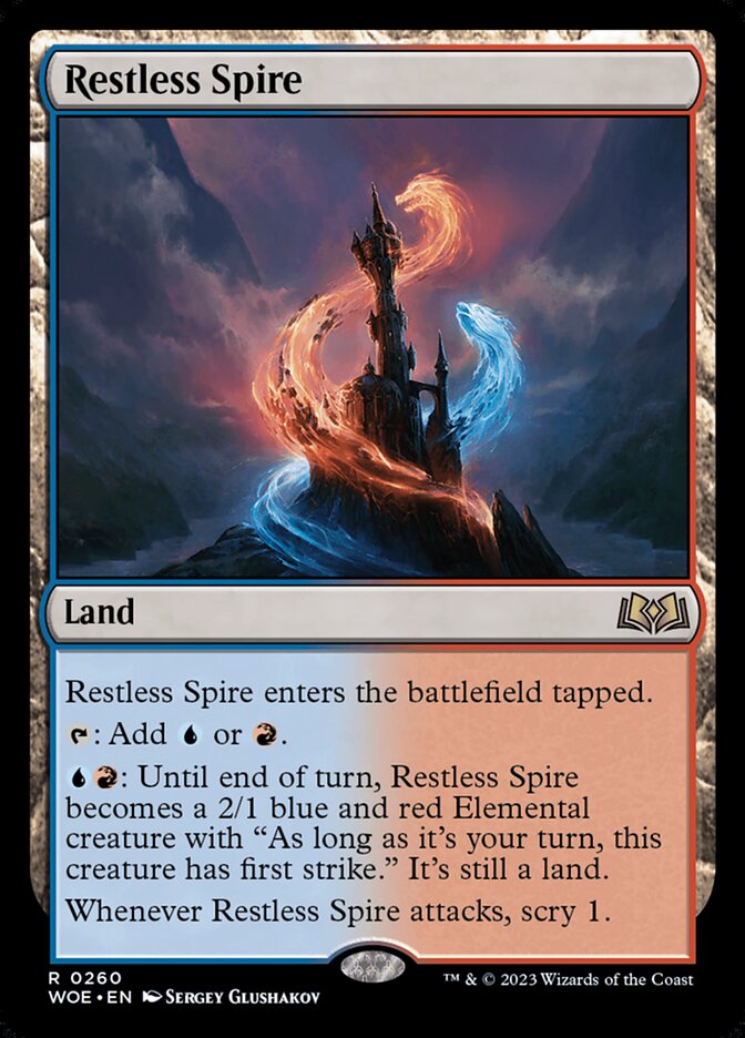 Restless Spire card from Wilds of Eldraine